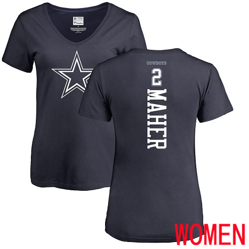 Women Dallas Cowboys Navy Blue Brett Maher Backer #2 Nike NFL T Shirt